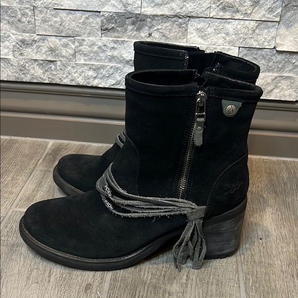 Bos & Co Black suede Ankle Boots  with double zipper closure, EUR 41 - Picture 4 of 12